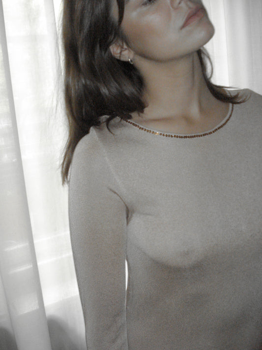 Dries van Noten knitted longsleeve dress with sequin collar