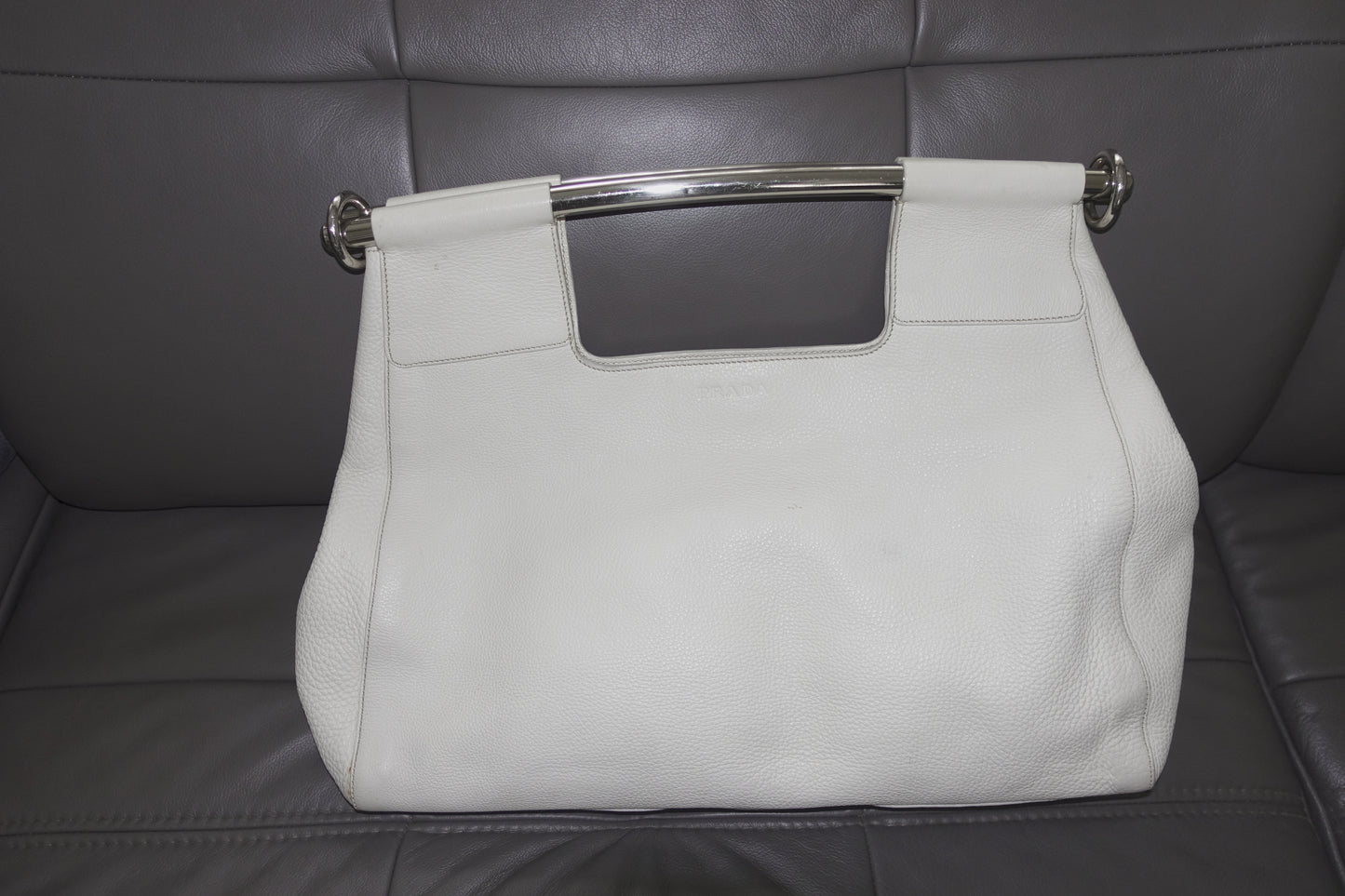 Prada S/S 2003 leather bag with metal bar handle